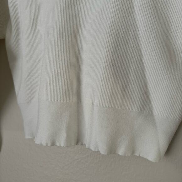 Zara Womens White Cropped Cardigan Button Front Rib Sweater Basic Top Size Small - Picture 8 of 8
